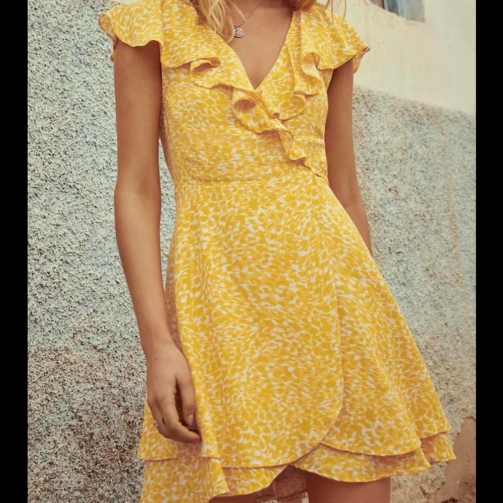 Free People - French Quarter Yellow Ruffle Wrap Dress